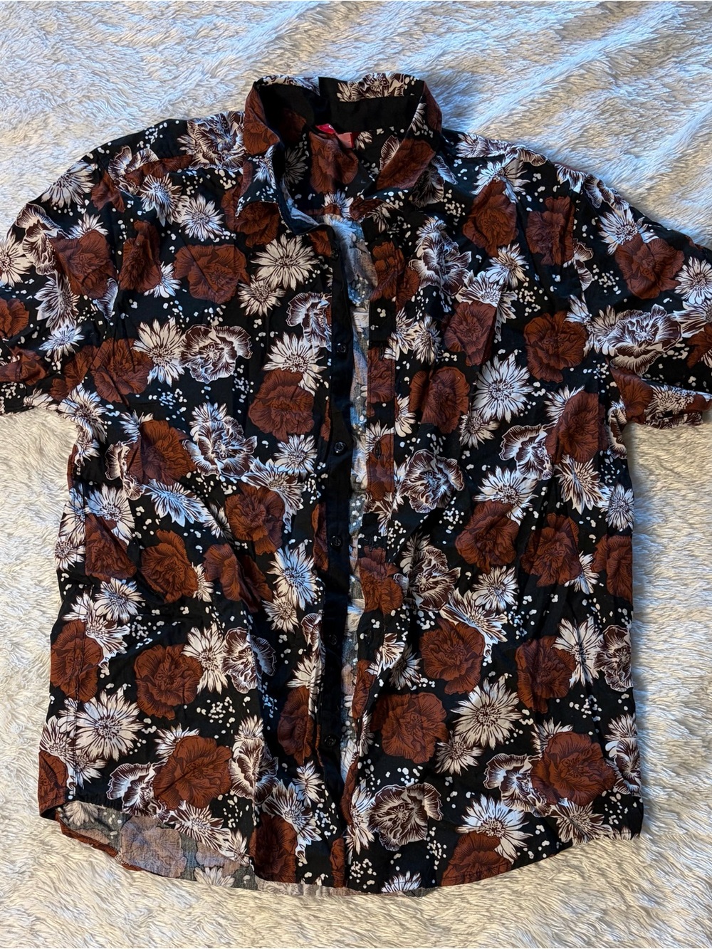 Guess Men's Floral Shirt Jacket in Black & Brown